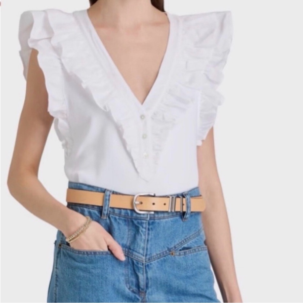 Veronica Beard White Ruffle Top - Picture 2 of 7
